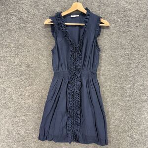 Charming Charlie Dress Women L Large Blue Sheath Midi Elastic Waist Lined V-Neck